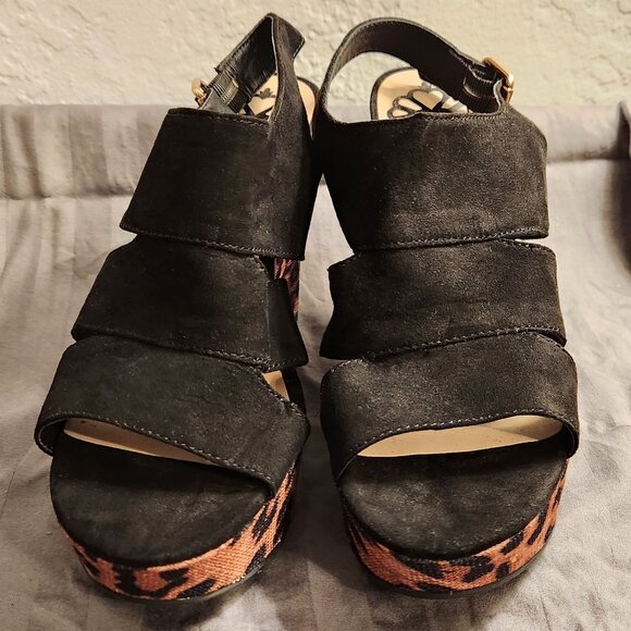 Fergalicious Valentina Platform Wedge Sandals - Size 7.5 - Cheetah Print Design - Picture 7 of 8